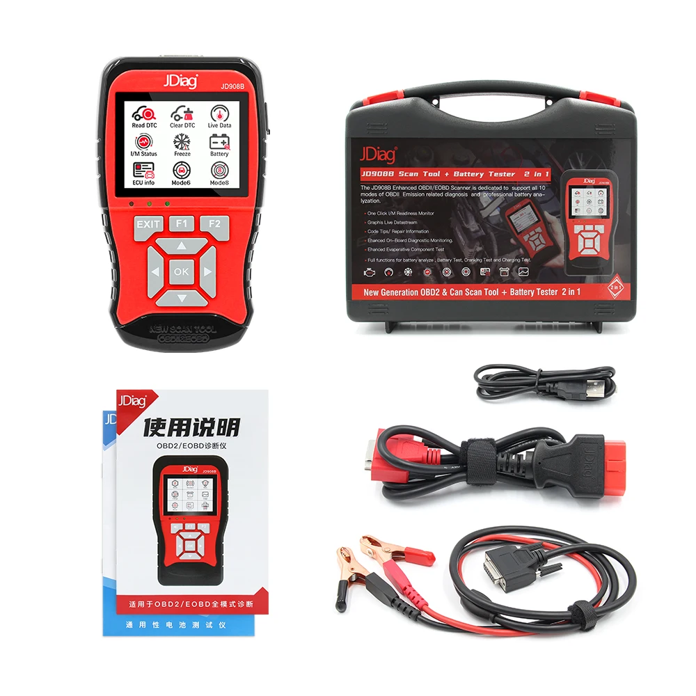 Newest Brand JDiag JD908B OBD2 Scan Tool With Two Function JDiag JD908B Scan Tool + Battery Tester 2 in 1
Newest Brand JDiag JD908B OBD2 Scan Tool With Two Function JDiag JD908B Scan Tool + Battery Tester 2 in 1