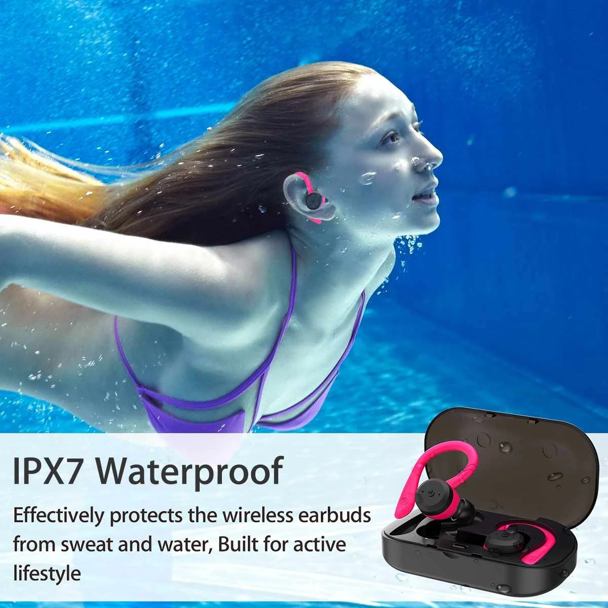 TWS bluetooth 5.0 Detachable Earhooks Earphones Headphone IPX7 Waterproof Sport 360 Degree HD Heavy Bass Earbud Headset with Mic |