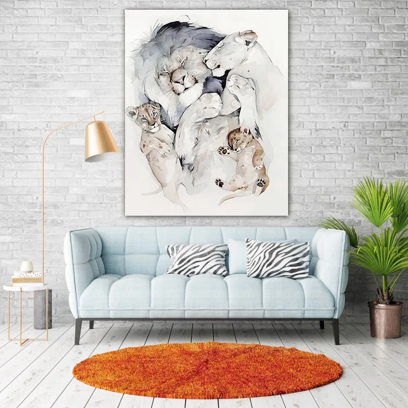 Wall Pictur Posters Canvas Painting A Lovely Family Of Lions Canvas Prints Poster Decorative Animal Print Nordic Style Painting 
Wall Pictur Posters Canvas Painting A Lovely Family Of Lions Canvas Prints Poster Decorative Animal Print Nordic Style Painting
