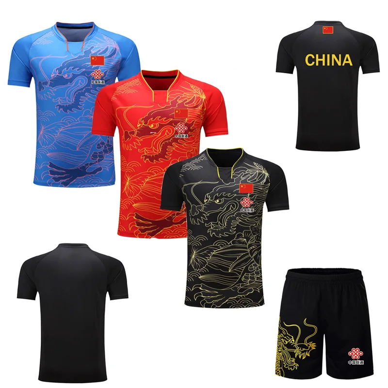 Мужские и женские рубашки для бадминтона с китайским флагом футболки тенниса