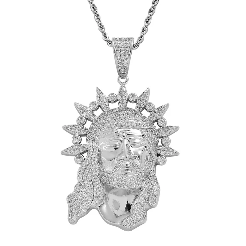New Hip Hop Iced Out Cubic Zircon Jesus Head Pendant Necklace Jewelry With 24" Stainless Steel Rope Chain Dropshipping
New Hip Hop Iced Out Cubic Zircon Jesus Head Pendant Necklace Jewelry With 24" Stainless Steel Rope Chain Dropshipping