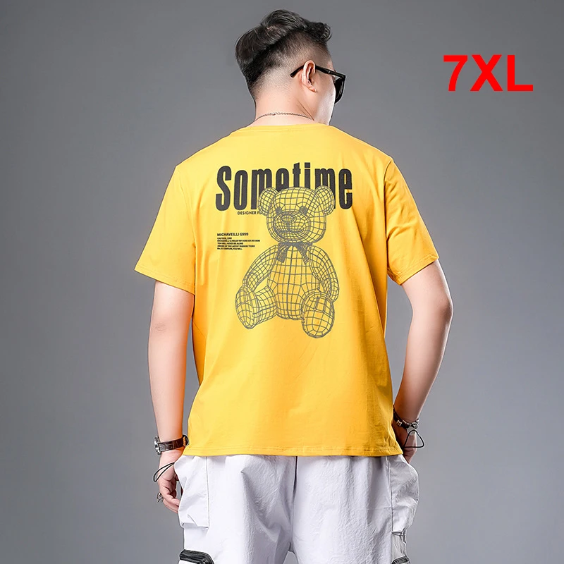 Yellow T-shirt Men Summer Short Sleeve Tshirt Large Size Casual Fashion Cartoon Bear Print Tops Tees Plus Size 7XL Cotton HA193
Yellow T-shirt Men Summer Short Sleeve Tshirt Large Size Casual Fashion Cartoon Bear Print Tops Tees Plus Size 7XL Cotton HA193