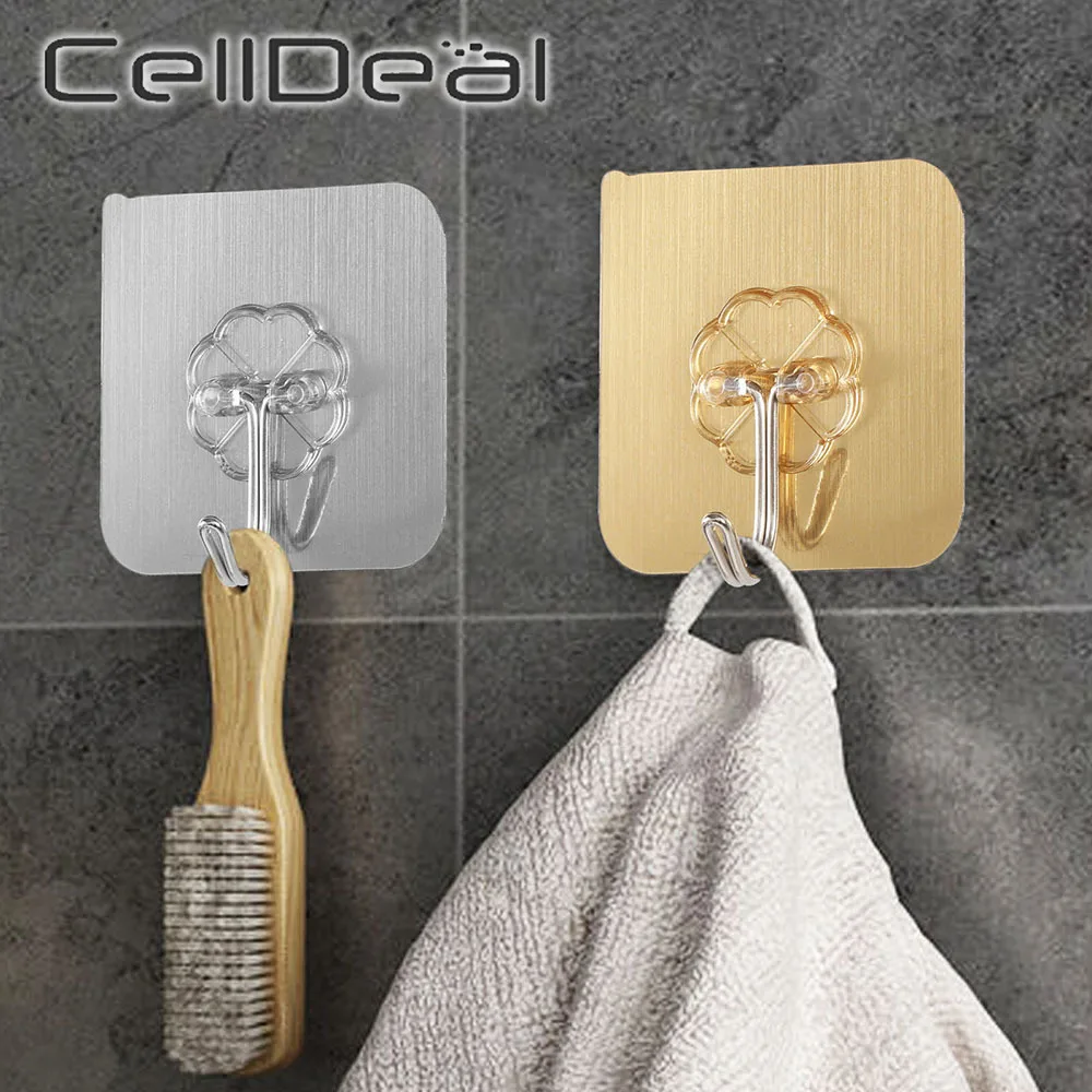 

Strong Self Adhesive DoorWall Hangers with No Trace Towel Mop Handbag Holder Hooks for Hanging Kitchen Bathroom Accessories