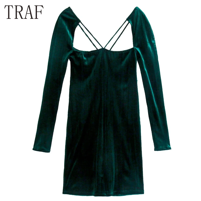 TRAF Za Velvet Dress Women Elegant Green Party Dresses Autumn Winter 2021 Long Sleeve Short Dresses Slim Cut Out Female Dress
TRAF Za Velvet Dress Women Elegant Green Party Dresses Autumn Winter 2021 Long Sleeve Short Dresses Slim Cut Out Female Dress