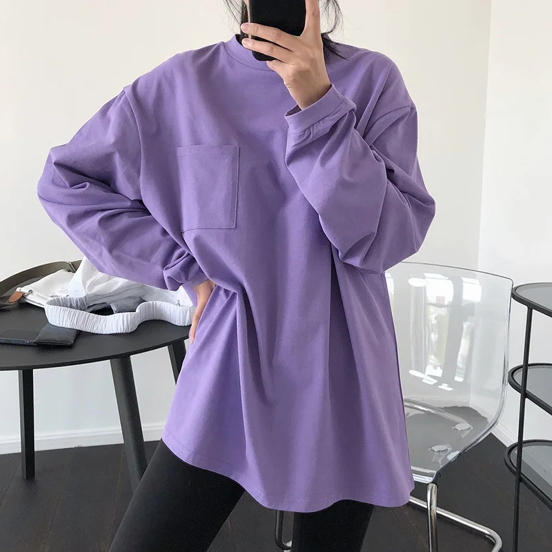 Women White Big Size Pockets T-shirt New Arrivals Round Neck Long Sleeve Fashion Tide Spring Autumn 2021 Z282
Women White Big Size Pockets T-shirt New Arrivals Round Neck Long Sleeve Fashion Tide Spring Autumn 2021 Z282