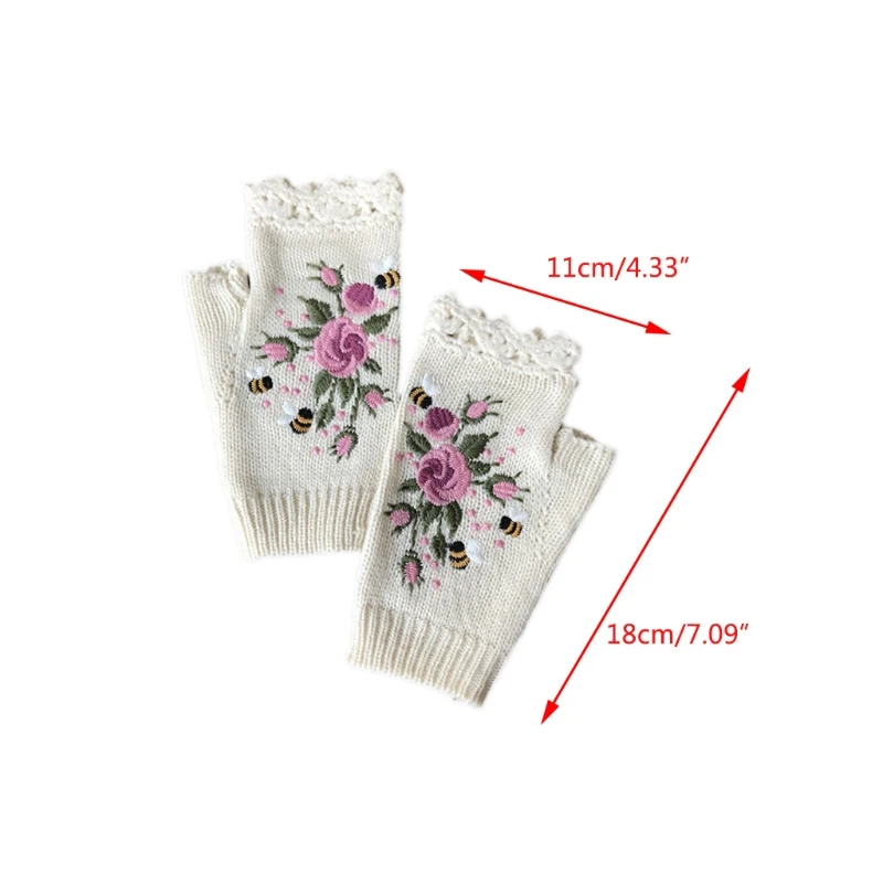 Women Winter Crochet Knitted Fingerless Gloves Sweet Colorful Floral Bee Embroidery Thumbhole Texting Mittens Stretchy Arm Warm 
Women Winter Crochet Knitted Fingerless Gloves Sweet Colorful Floral Bee Embroidery Thumbhole Texting Mittens Stretchy Arm Warm