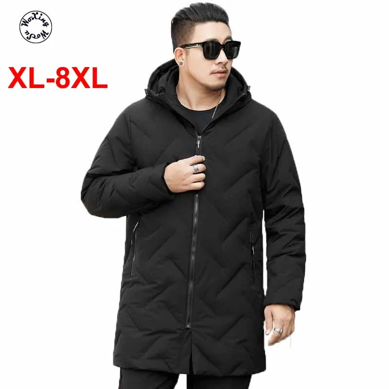 8XL Men's hooded down jacket loose and thickened mid long white duck down coat fashion winter warm coat M to 8XL
8XL Men's hooded down jacket loose and thickened mid long white duck down coat fashion winter warm coat M to 8XL