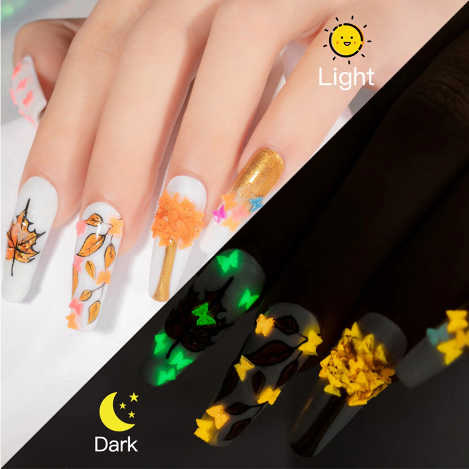 Fluorescent Luminous Nail Butterfly Sequin Glow in the Dark Nail Art Decorations Thin Nail Patch @ME88
Fluorescent Luminous Nail Butterfly Sequin Glow in the Dark Nail Art Decorations Thin Nail Patch @ME88