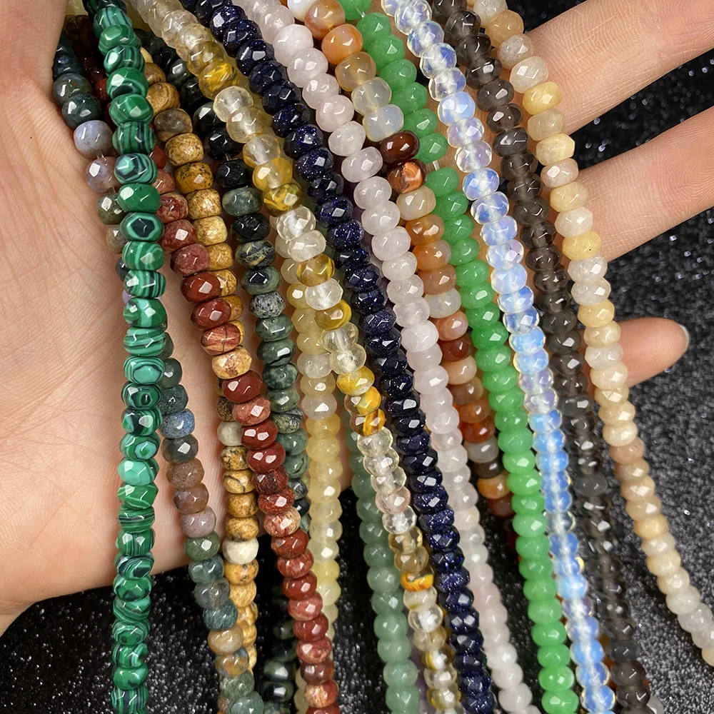 98pcs Faceted Natural Stone Beads Abacus Shape Section for Jewelry Making Necklace Bracelet Earrings Size 4x6mm Length 40cm
98pcs Faceted Natural Stone Beads Abacus Shape Section for Jewelry Making Necklace Bracelet Earrings Size 4x6mm Length 40cm