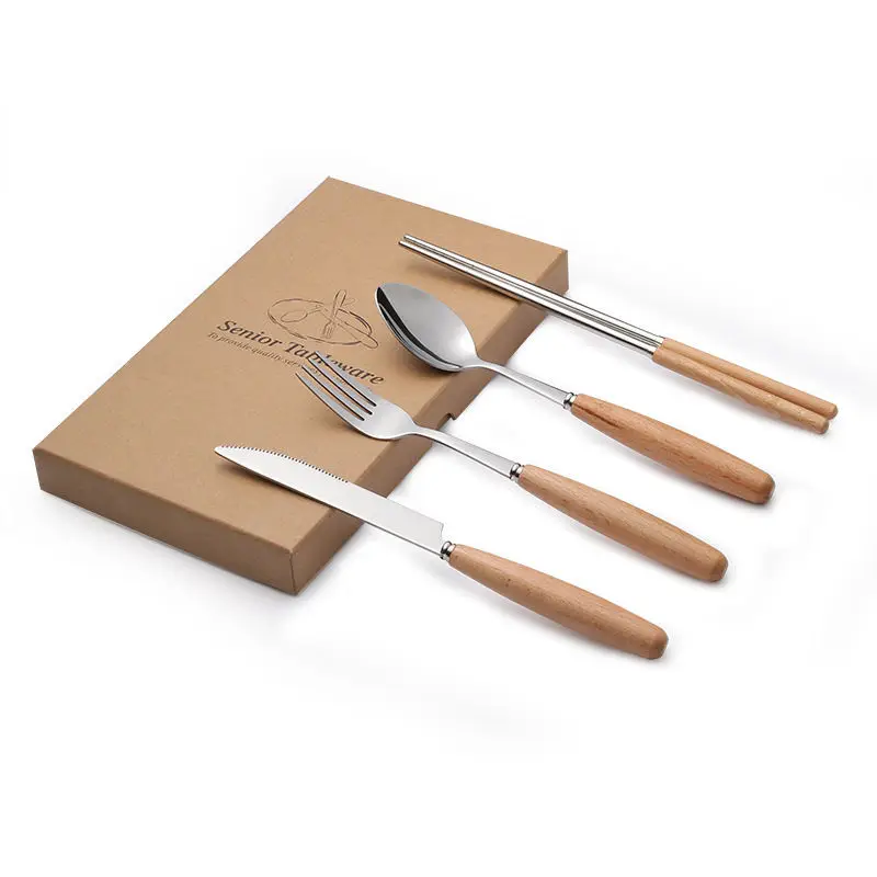 4-piece cutlery set Western tableware wooden handle stainless steel cutlery cutlery spoon chopsticks set gift box portable
4-piece cutlery set Western tableware wooden handle stainless steel cutlery cutlery spoon chopsticks set gift box portable