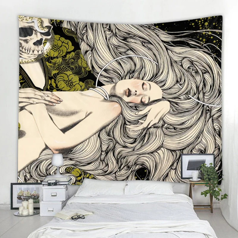 Nordic Characters Art Illustration Decorative Tapestry Mandala Bohemian Tapestry Art Deco Blanket Curtain Hanging in the Living
Nordic Characters Art Illustration Decorative Tapestry Mandala Bohemian Tapestry Art Deco Blanket Curtain Hanging in the Living