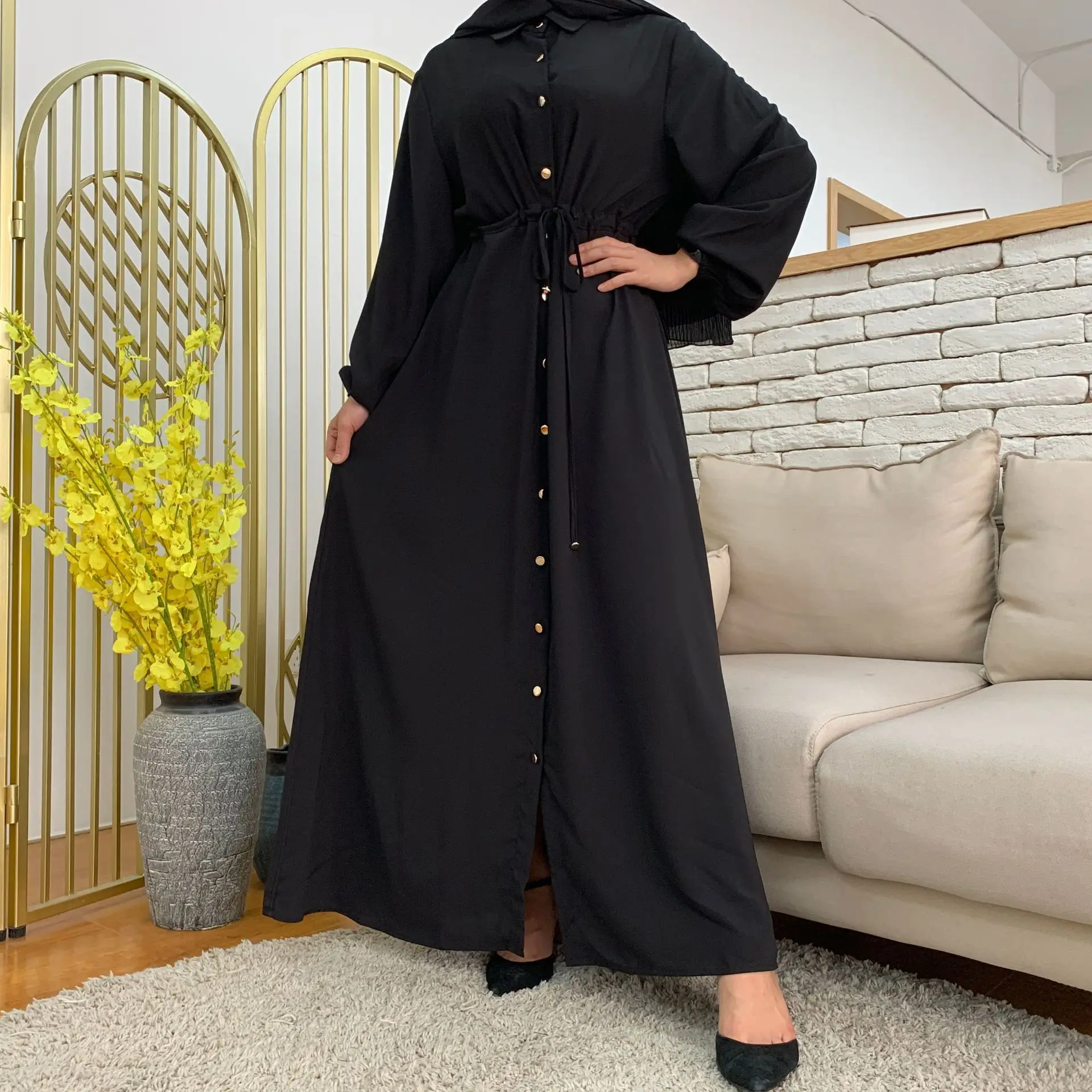 WEPBEL Fashion Muslim Abaya Solid Color Women Long Maxi Dress Full Sleeve Button Slim Dress Long High Waist Islamic 
WEPBEL Fashion Muslim Abaya Solid Color Women Long Maxi Dress Full Sleeve Button Slim Dress Long High Waist Islamic