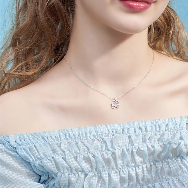 Фото Простые ожерелья-подвески с луной и звездой, ювелирные изделия с синим камнем, шеей и ключицей, хокер ожерелье для женщин, подарок.