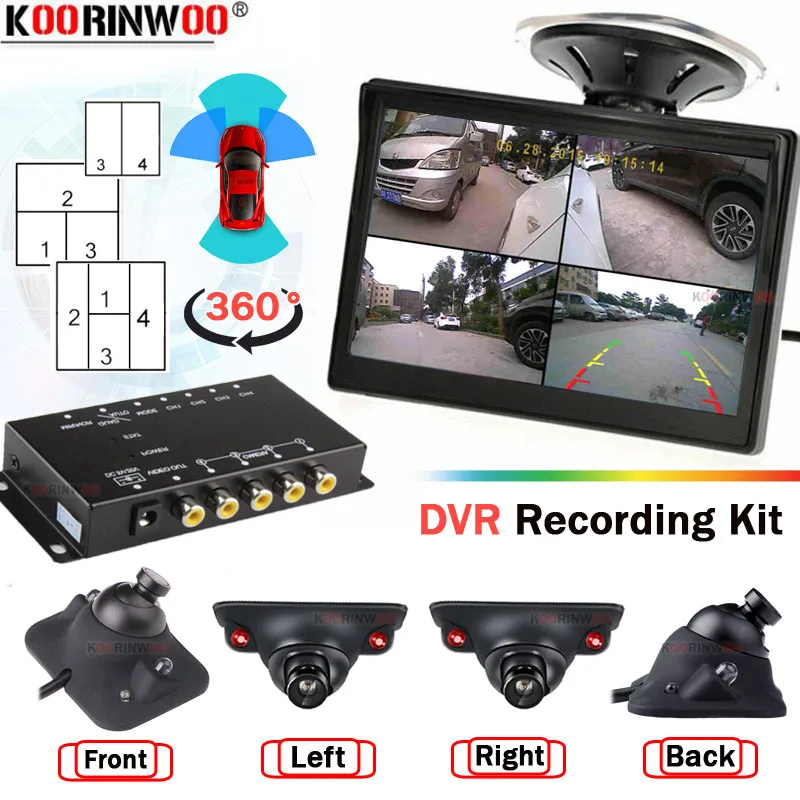 Koorinwoo Dual Lens Record 360 DVR Split 4 Channels For Left Right Side Front Cameras Cyclic Recording With Monitor Dash Camera
Koorinwoo Dual Lens Record 360 DVR Split 4 Channels For Left Right Side Front Cameras Cyclic Recording With Monitor Dash Camera