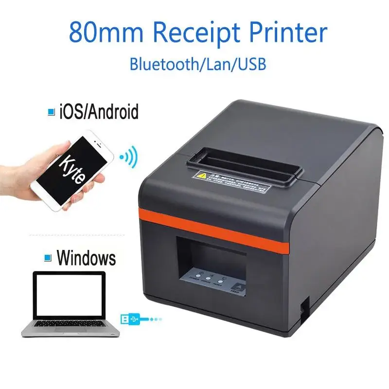 80 мм Термопринтер для чеков POS кухонный принтер с USB/Ethernet/параллет/USB + Bluetooth порт