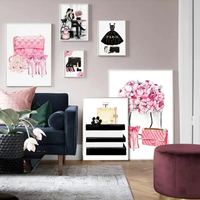 Fashion Woman Paris Perfume Dress Lipstick Luxury Wall Art Canvas Painting Nordic Poster Home Decor For Girl Room Living Room
Fashion Woman Paris Perfume Dress Lipstick Luxury Wall Art Canvas Painting Nordic Poster Home Decor For Girl Room Living Room