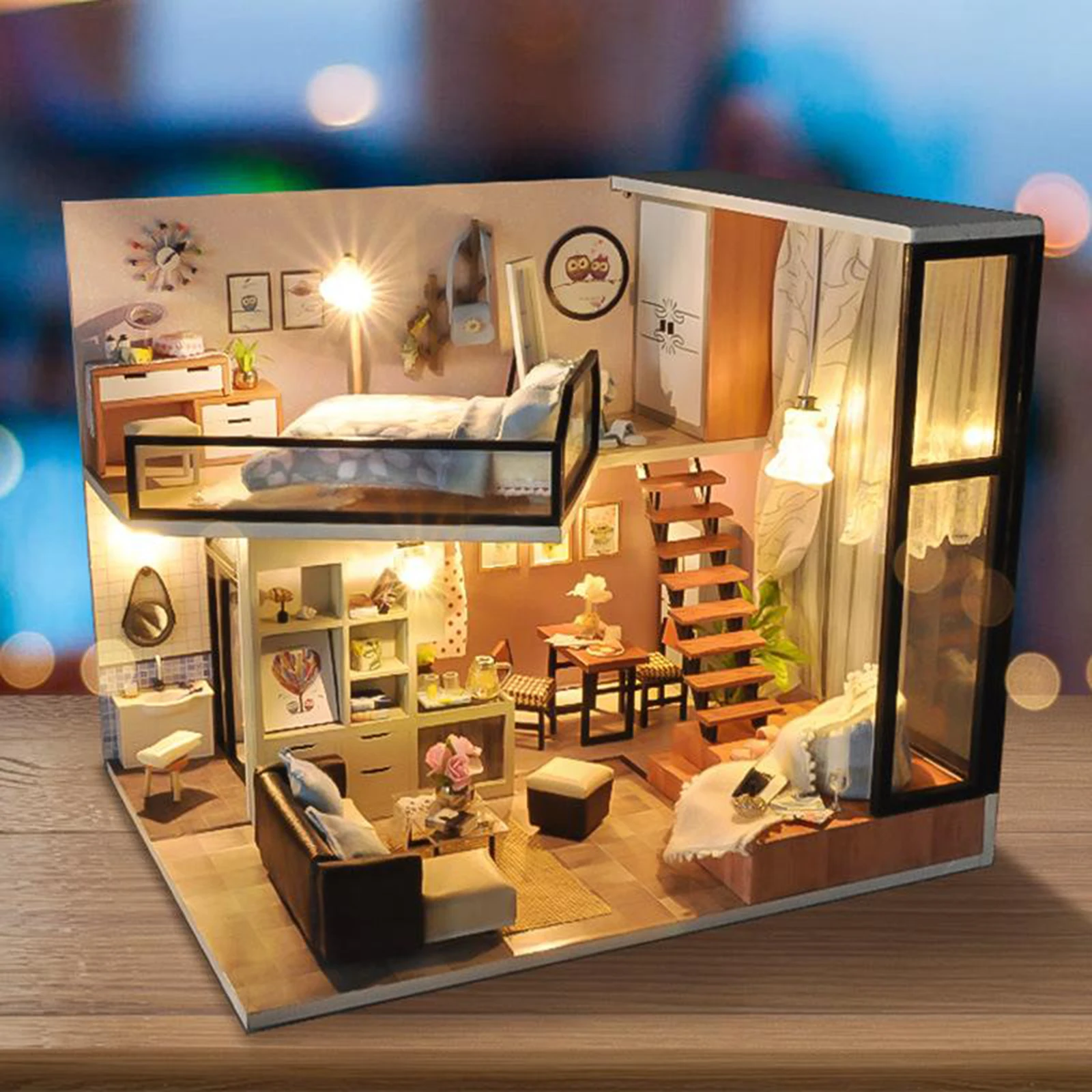 Dollhouse Miniature with Furniture Accessory DIY Wooden Dollhouse Kit Plus Dust
Dollhouse Miniature with Furniture Accessory DIY Wooden Dollhouse Kit Plus Dust