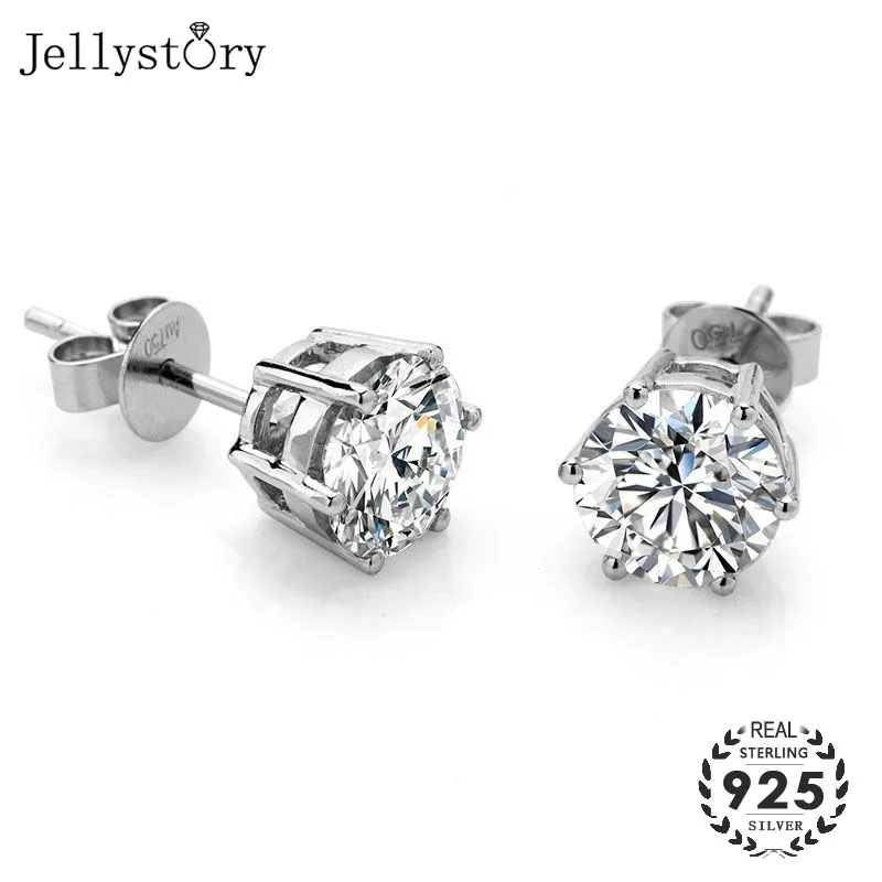 Jellystory Luxury earrings 100% real 925 sterling silver 1ct moissanite stud earrings fine jewelry for female wedding engagement
Jellystory Luxury earrings 100% real 925 sterling silver 1ct moissanite stud earrings fine jewelry for female wedding engagement