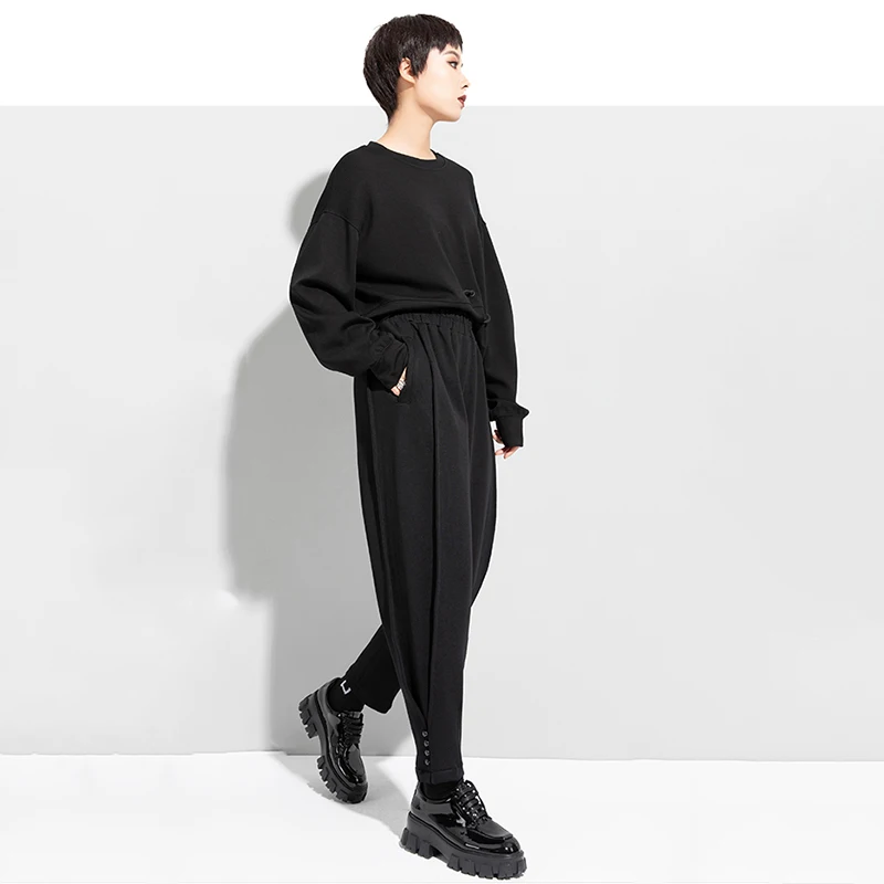 Brief Long Black High Elastic Waist Harem Trousers New Loose Fit Pants Women Fashion Tide Spring Autumn 2021 1DD3911
Brief Long Black High Elastic Waist Harem Trousers New Loose Fit Pants Women Fashion Tide Spring Autumn 2021 1DD3911