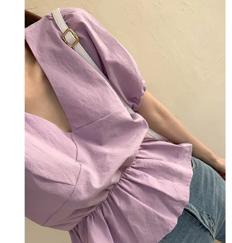 Korean Chic White Taro Purple Fashionable Sweet All-Matching Youthful-Looking Slimming V-Neckline Short Shirt Women's Short
Korean Chic White Taro Purple Fashionable Sweet All-Matching Youthful-Looking Slimming V-Neckline Short Shirt Women's Short