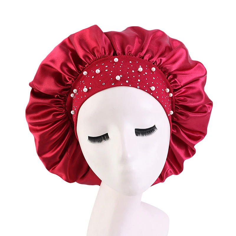 Women Pearl Rhinestone Decor Satin Sleep Caps Hair Protection Care Elastic Solid Color Hairdressing Shower Cap Night Hat Bonnet
Women Pearl Rhinestone Decor Satin Sleep Caps Hair Protection Care Elastic Solid Color Hairdressing Shower Cap Night Hat Bonnet