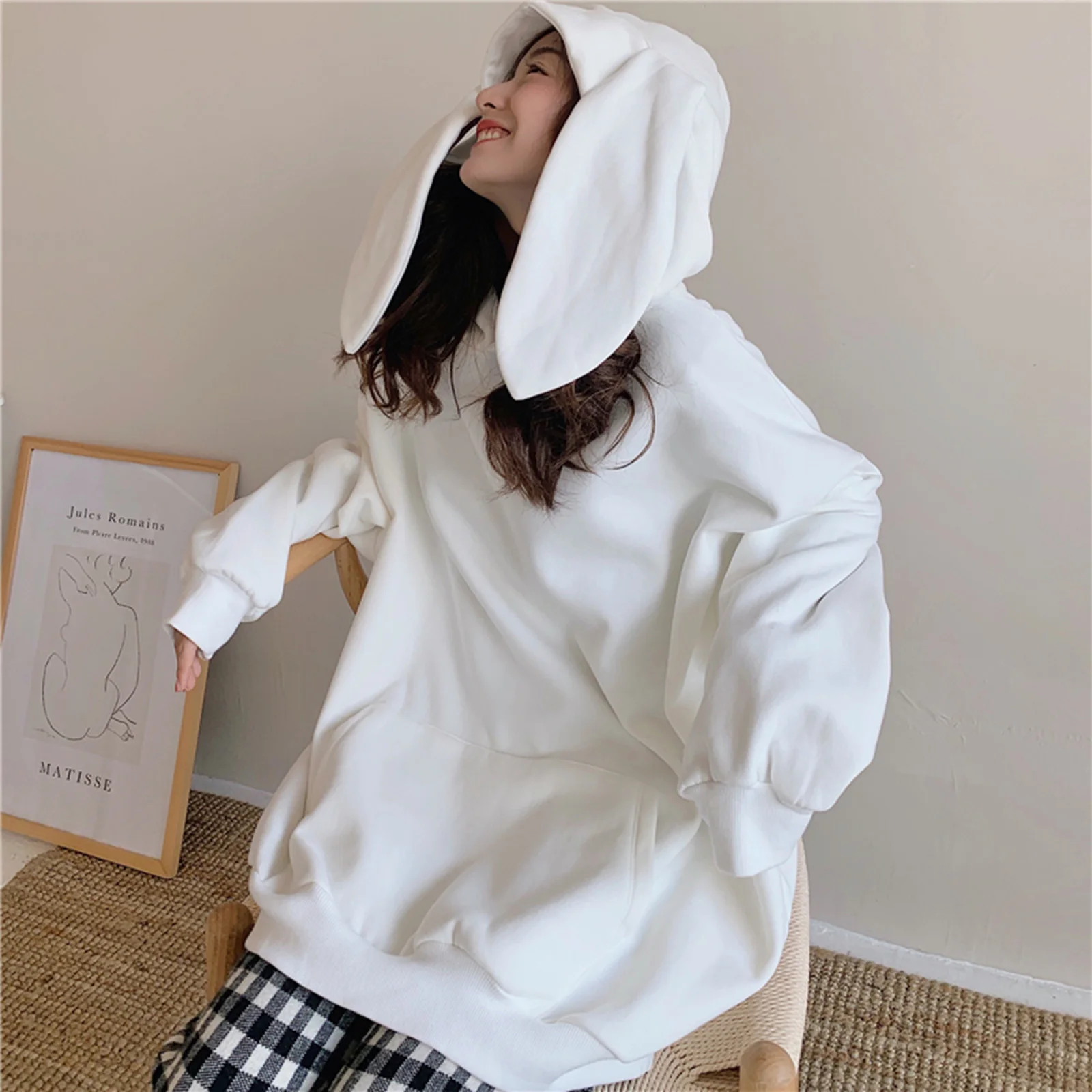 Bunny Hoodie Spring and Autumn Korean Style Loose Long Sleeve Top Women Hooded Sweatshirt LXH
Bunny Hoodie Spring and Autumn Korean Style Loose Long Sleeve Top Women Hooded Sweatshirt LXH