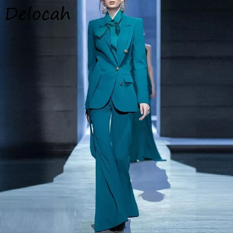 Delocah New 2021 Autumn Women Fashion Designer Pant Suits Lantern Sleeve Coat + Straight Blouses + High Waist Printed Pant Suits
Delocah New 2021 Autumn Women Fashion Designer Pant Suits Lantern Sleeve Coat + Straight Blouses + High Waist Printed Pant Suits