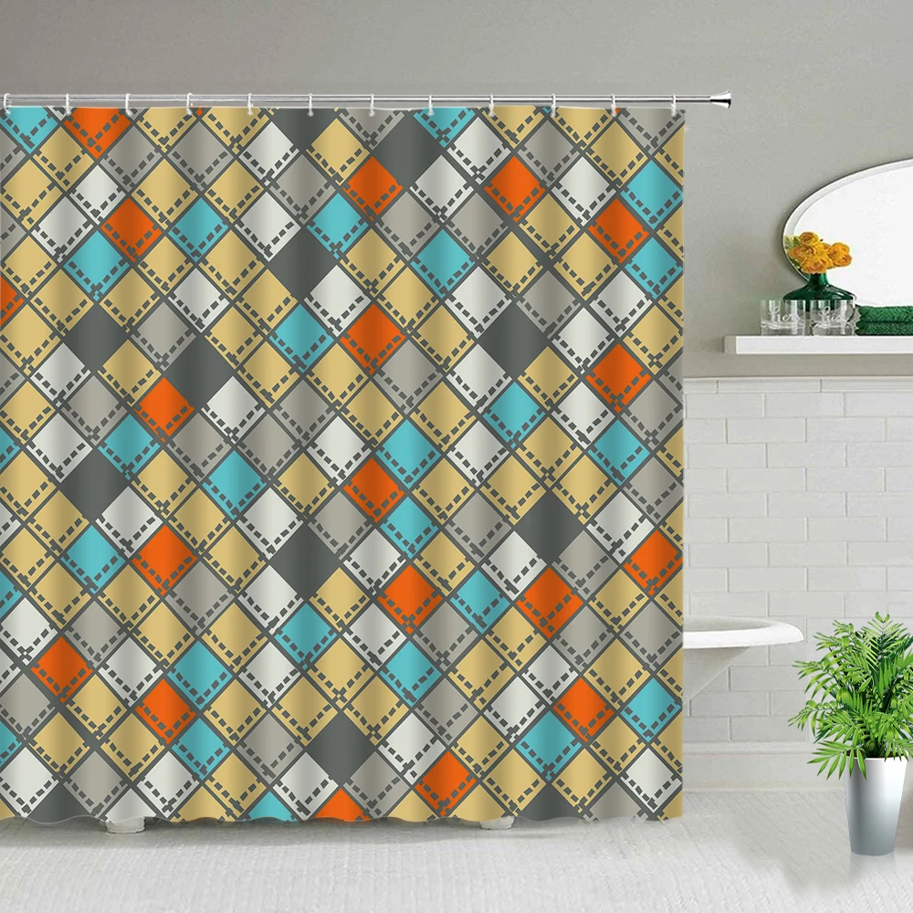 Colorful Geometric Shower Curtains Bohemian Stripes Lattice Bathroom Screen Waterproof Fabric Bathtub Bath Curtain With Hooks
Colorful Geometric Shower Curtains Bohemian Stripes Lattice Bathroom Screen Waterproof Fabric Bathtub Bath Curtain With Hooks