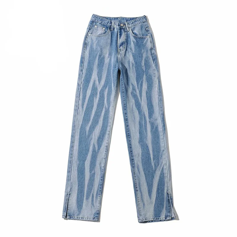 Summer new style street fashion texture washed high waist trendy jeans women, trousers split straight leg jeans women
Summer new style street fashion texture washed high waist trendy jeans women, trousers split straight leg jeans women