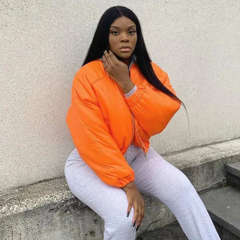 Winter Orange Puffer Jacket Warm Bubble Coats Parkas Down Zipper Cropped Jackets Parkas Women Outwear Club Outfits
Winter Orange Puffer Jacket Warm Bubble Coats Parkas Down Zipper Cropped Jackets Parkas Women Outwear Club Outfits