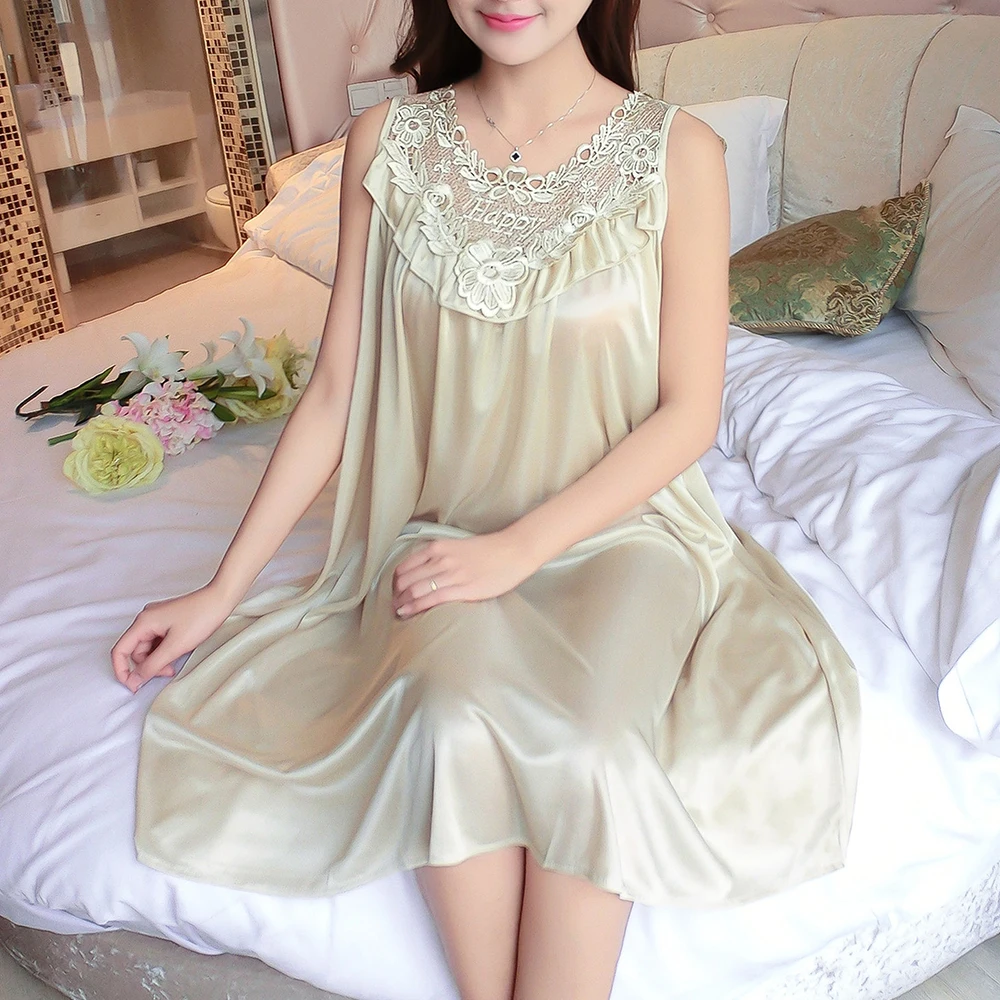 Women Night Dress Satin Silk Sleeveless Lingerie Sexy ladies Dresses Nightgowns Midi Nightwear Baggy Sleepwear
Women Night Dress Satin Silk Sleeveless Lingerie Sexy ladies Dresses Nightgowns Midi Nightwear Baggy Sleepwear