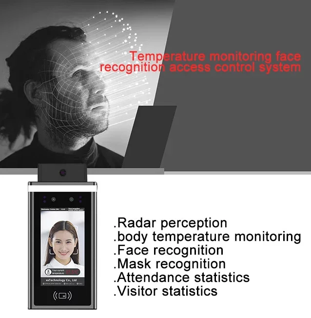 5-Inch Face Recognition Biometric Software Sensor Human Body Temperature Scanner Measurement Thermal Camera System
5-Inch Face Recognition Biometric Software Sensor Human Body Temperature Scanner Measurement Thermal Camera System