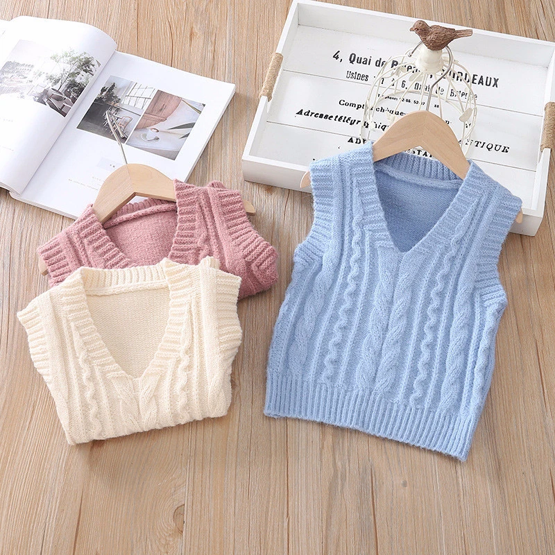Baby Kids Boys And Girls V-neck Sleeveless Twist Knit Woolen Vest Pullover Sweater For Children Autumn Baby Girl Clothes
Baby Kids Boys And Girls V-neck Sleeveless Twist Knit Woolen Vest Pullover Sweater For Children Autumn Baby Girl Clothes