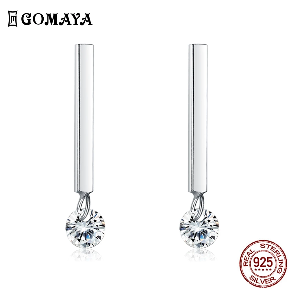 GOMAYA 100% 925 Sterling Silver Minimalist Stick Bar Cubic Zirconia Stud Earrings Fine Jewelry For Women Anniversary Accessory
GOMAYA 100% 925 Sterling Silver Minimalist Stick Bar Cubic Zirconia Stud Earrings Fine Jewelry For Women Anniversary Accessory