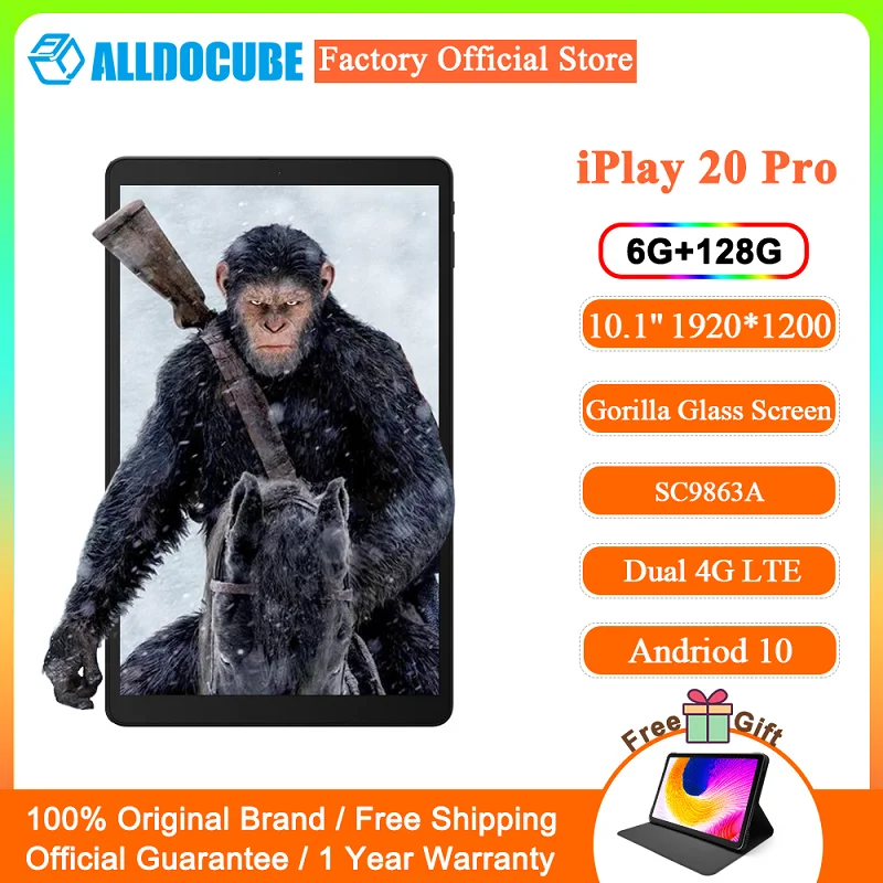 

ALLDOCUBE iPlay 20 Pro Tablet PC 6GB RAM 128GB ROM SC9863A Octa Core 4G LTE Phone Call 10.1 Inch 1920*1200 FHD IPS Android 10