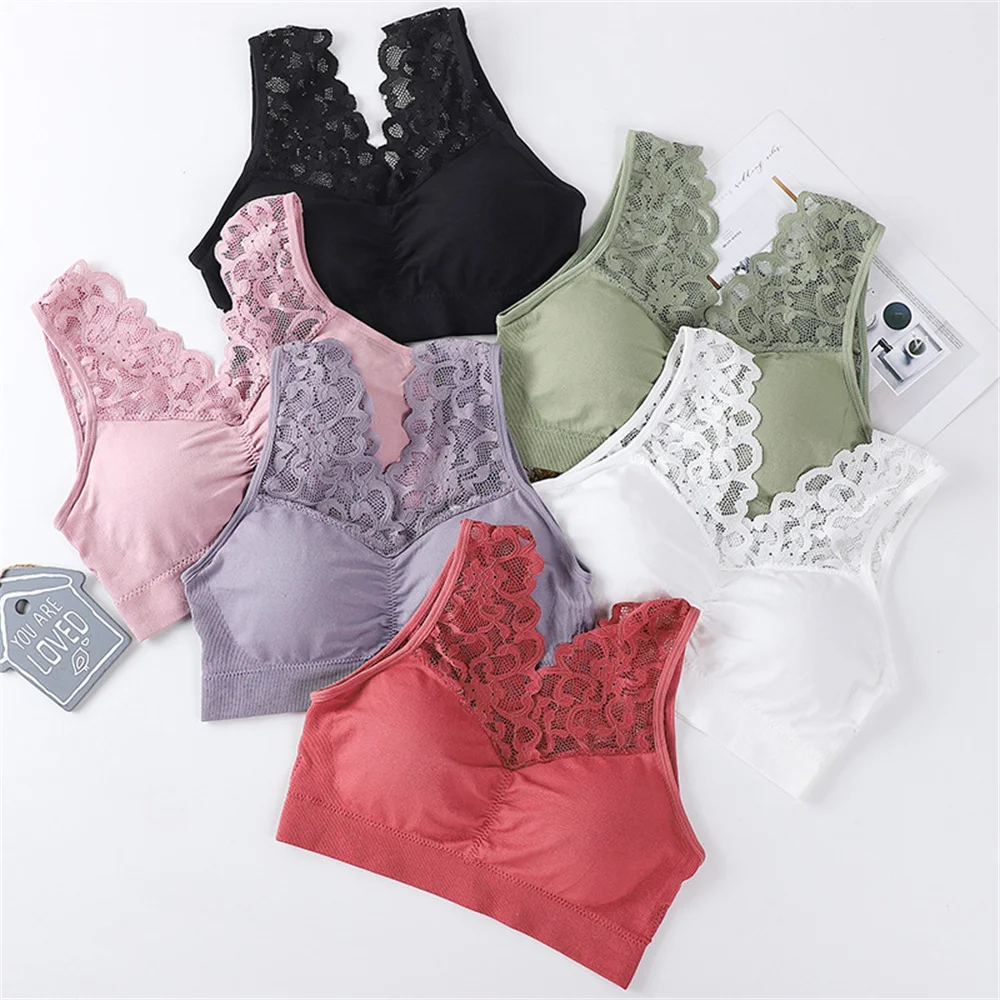 Women Seamless Breathable Underwear Sexy Beautiful Back Pad Female Bra Large Size V-neck Lace Bra Vest Without Steel Ring
Women Seamless Breathable Underwear Sexy Beautiful Back Pad Female Bra Large Size V-neck Lace Bra Vest Without Steel Ring