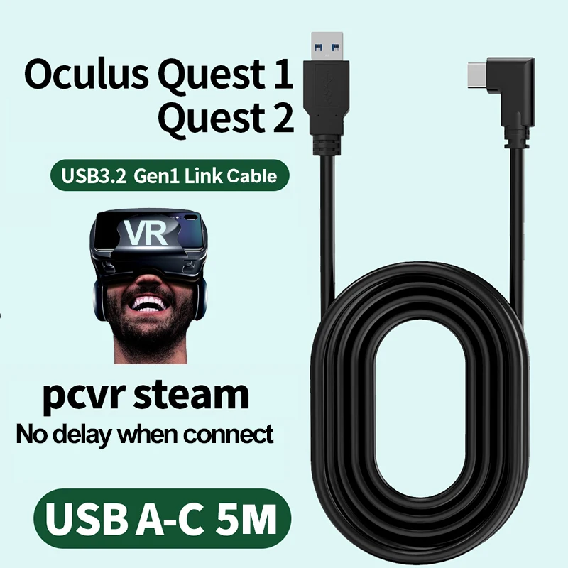 

USB 3,2 для Oculus Link USB- C Steam VR Quest/2 Type- C 3,1 кабель для передачи данных, локоть, выбор 3m5m8m для VR-аксессуаров