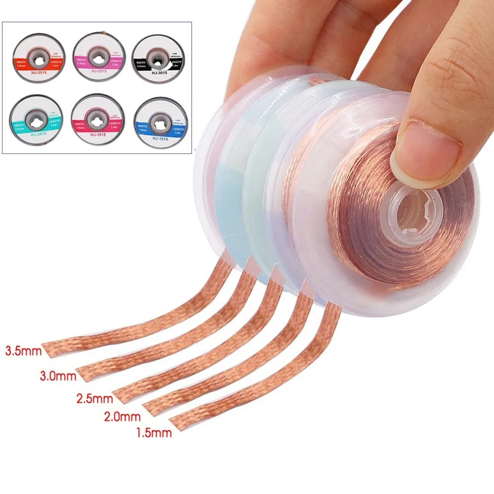 1/1.5/2/2.5/3/3.5mm Width 1.5M Length Welding Wires Desoldering Braid Solder Remover Wick Wire Lead Cord Flux BGA Repair Tool
1/1.5/2/2.5/3/3.5mm Width 1.5M Length Welding Wires Desoldering Braid Solder Remover Wick Wire Lead Cord Flux BGA Repair Tool