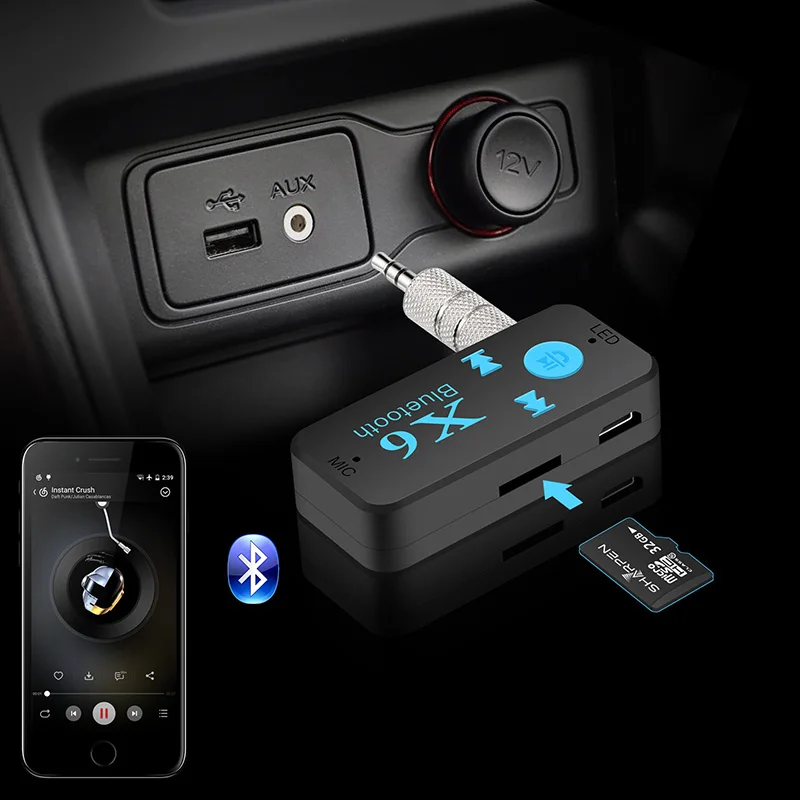 2020 Car Kit Wireless 3.5mm AUX Bluetooth handsfree A2DP Audio Receiver TF Card Mp3 music transmitter for Car Speaker Mp3 player
2020 Car Kit Wireless 3.5mm AUX Bluetooth handsfree A2DP Audio Receiver TF Card Mp3 music transmitter for Car Speaker Mp3 player