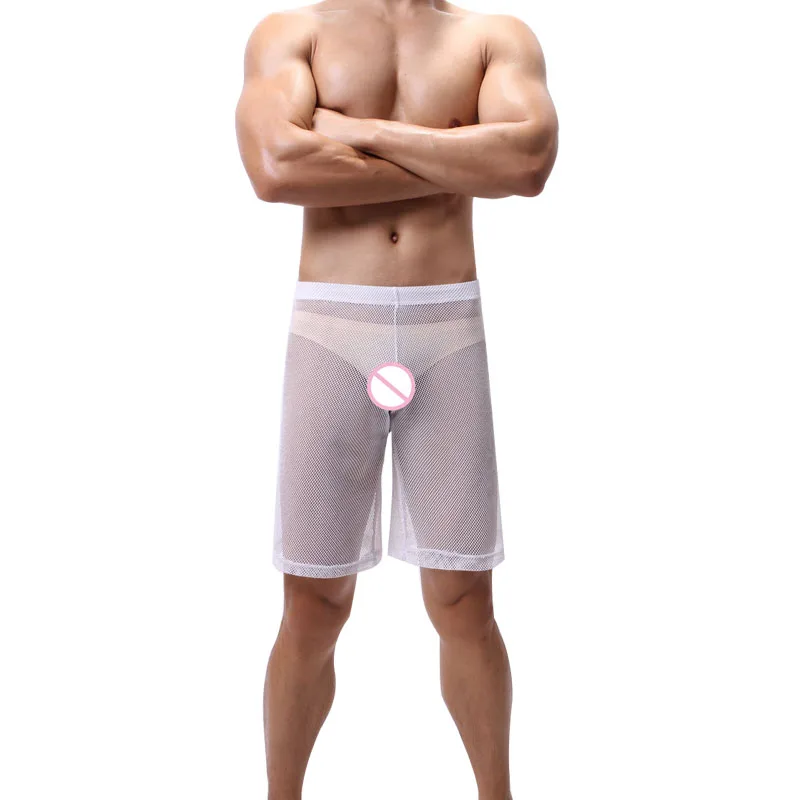 Sexy Mens Sleepwear Mesh Breathable Men's Home Lounge Pajamas Sleep Shorts Bottom Sheer Pijama Hombre | Мужская одежда