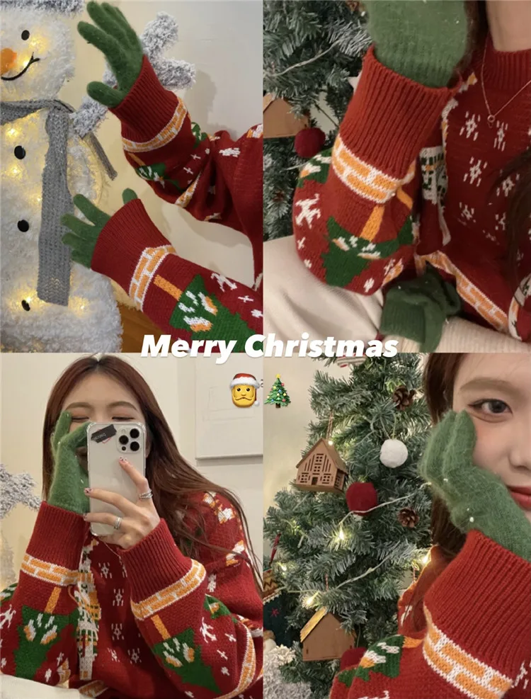 Fashion Winter Thicken Red Christmas Loose Pullover Sweater Women Round Collar Long Sleeve Knitting Female Coat
Fashion Winter Thicken Red Christmas Loose Pullover Sweater Women Round Collar Long Sleeve Knitting Female Coat