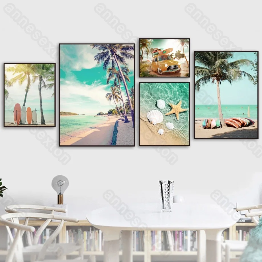 Modern Style Canvas Painting Poster Tropical Seascape Beach Palm Coconut Tree Starfish Surfboard Yellow Car Home Rooms Decoratio
Modern Style Canvas Painting Poster Tropical Seascape Beach Palm Coconut Tree Starfish Surfboard Yellow Car Home Rooms Decoratio