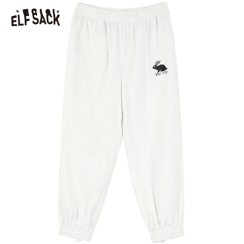 ELFSACK Solid Rabbit Embroidery Corduroy High Waist Casual Women Trousers,2020 Autumn ELF Pure Korean Ladies Basic Daily Bottom
ELFSACK Solid Rabbit Embroidery Corduroy High Waist Casual Women Trousers,2020 Autumn ELF Pure Korean Ladies Basic Daily Bottom