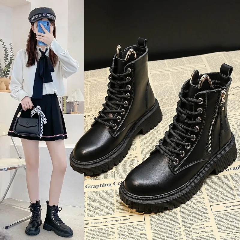 2021 Black Platform Combat Ankle Boots for Women Lace Up Buckle Strap Woman Shoes Winter Biker Boots Zapatos Para Mujer
2021 Black Platform Combat Ankle Boots for Women Lace Up Buckle Strap Woman Shoes Winter Biker Boots Zapatos Para Mujer