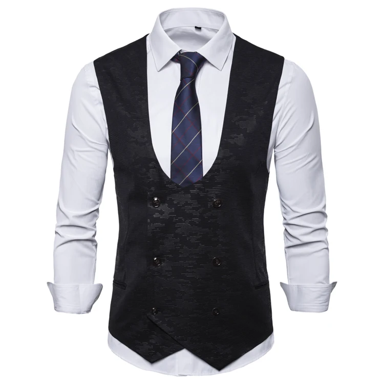 Mens Sleeveless Suit Vest U-neck Print Dark Lines Double-Breasted Slim Fit For Men's Casual Formal Waistcoat Clothing 2021
Mens Sleeveless Suit Vest U-neck Print Dark Lines Double-Breasted Slim Fit For Men's Casual Formal Waistcoat Clothing 2021