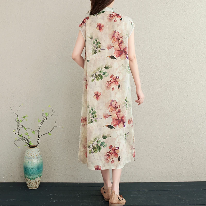 2021 New Cotton Linen Dress Summer Plus Size Fashion Print Vintage Long Women Dress Casual Sleeveless Chinese Style Dresses
2021 New Cotton Linen Dress Summer Plus Size Fashion Print Vintage Long Women Dress Casual Sleeveless Chinese Style Dresses
