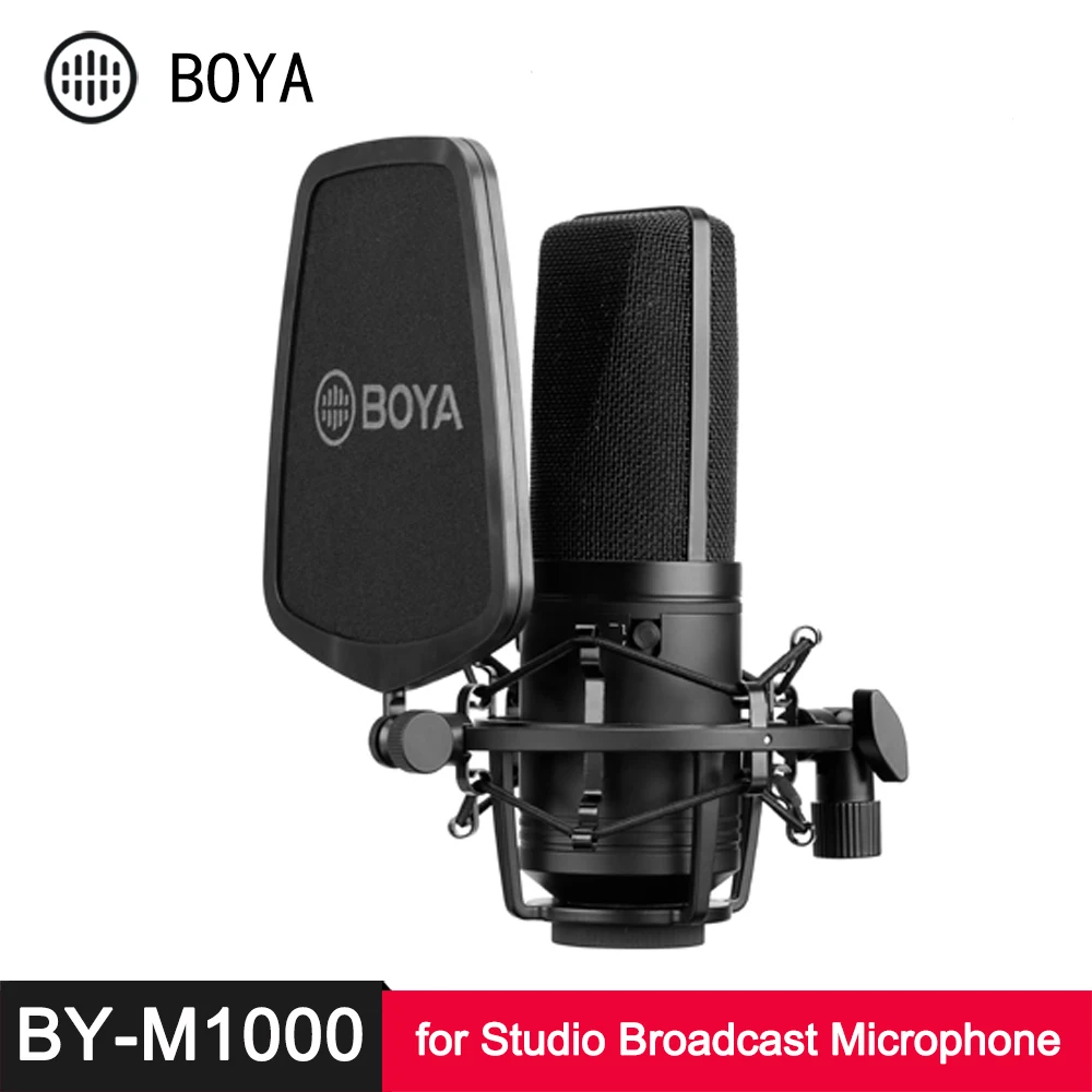 

Конденсаторный кардиоидный микрофон BOYA BY M800 M1000, большой диафрагменный микрофон с глубоким фильтром для студийной трансляции, прямой транс...