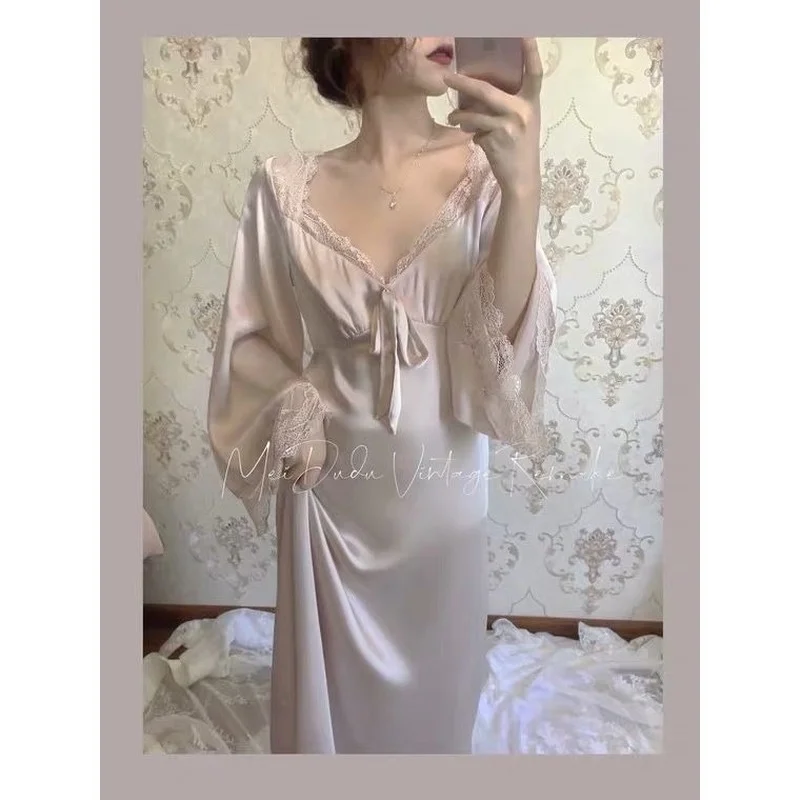 Sexy Sleepwear Night Wear Summer 2021 Home Clothes for Women Ladies Nightgown Lace Long Nightdress Sleepshirt Satin Slip Dress 
Sexy Sleepwear Night Wear Summer 2021 Home Clothes for Women Ladies Nightgown Lace Long Nightdress Sleepshirt Satin Slip Dress