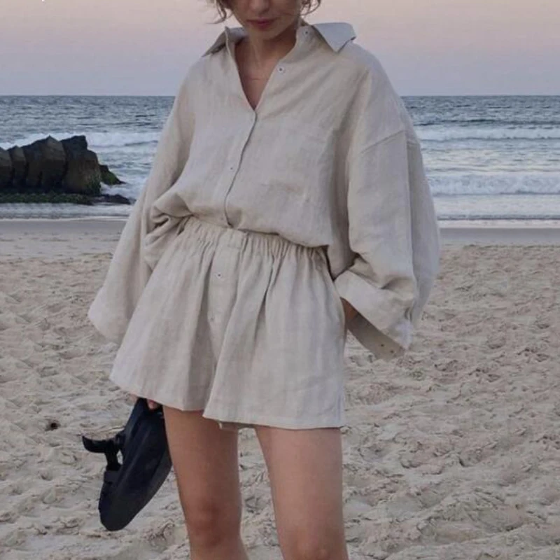 Shorts Outfits Ropa Mujer Two Piece Lounge Set Women Casual Summer Suit Female Oversized Shirt High Waist Loose
Shorts Outfits Ropa Mujer Two Piece Lounge Set Women Casual Summer Suit Female Oversized Shirt High Waist Loose