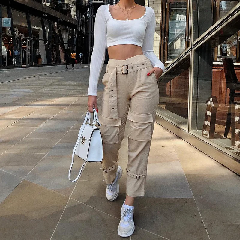 Chic Punk Bandage Straight-leg Tooling Women's Pants 2021 High-waist Hip-hop Sweatpants Women's Streetwear Autumn New Trousers
Chic Punk Bandage Straight-leg Tooling Women's Pants 2021 High-waist Hip-hop Sweatpants Women's Streetwear Autumn New Trousers